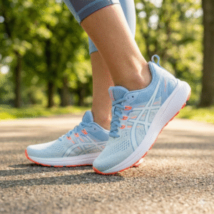 Zapatillas de Running Ligeras "SkyRunner" - Azul Cielo y Naranja Coral